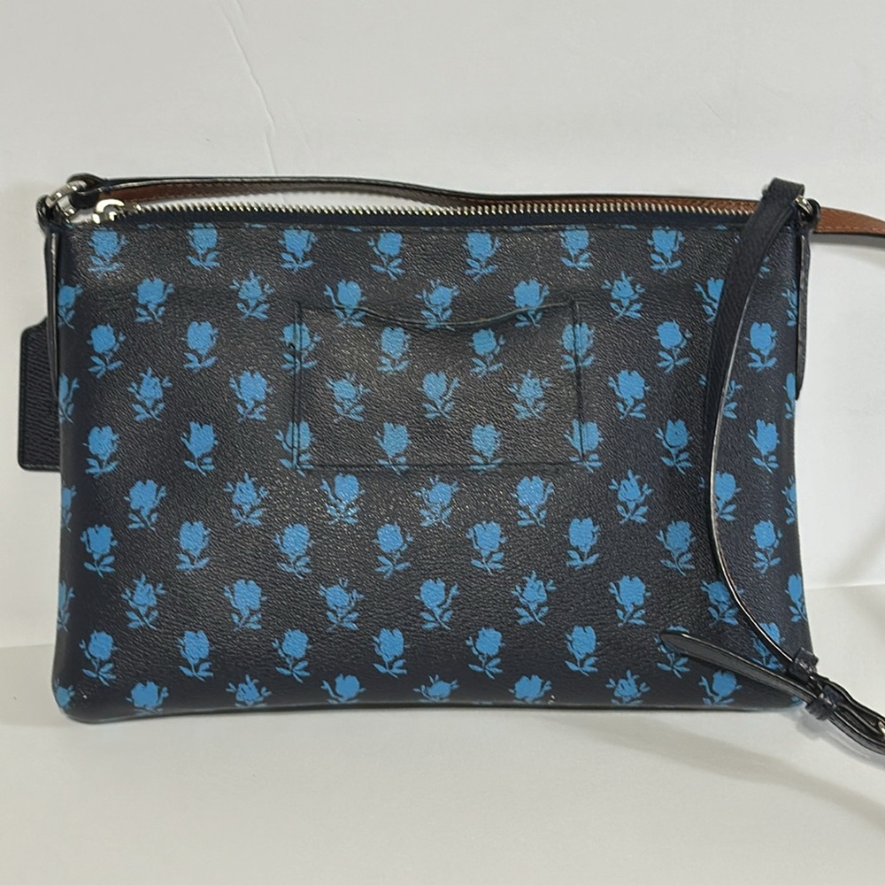 Coach Badlands Blue Midnight Floral East West Pop Out Pouch Crossbody Bag - Picture 4 of 14